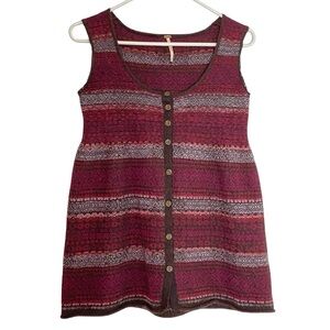 Free People Sweater Vest Womens Size Medium Sleeveless Button Down Babydoll